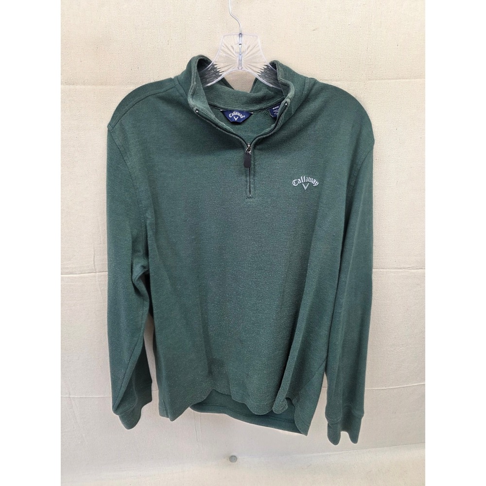 Callaway Mens Quarter Zip‎ Golf Pullover Sweater Green Size Medium Long Sleeve